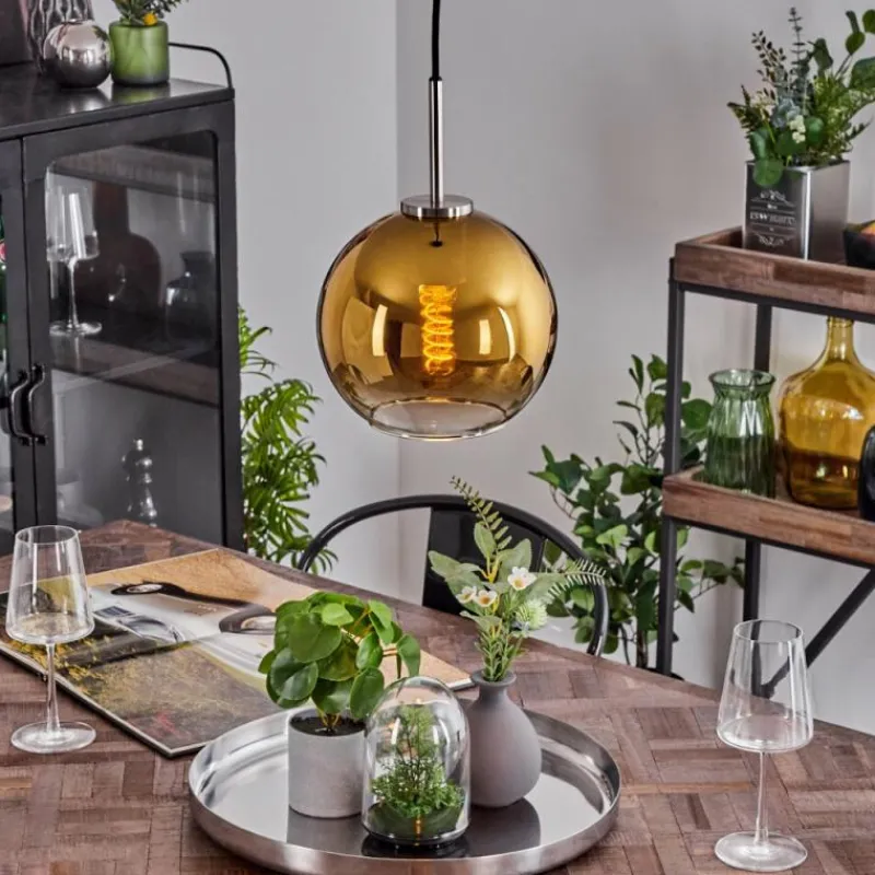 hofstein Suspension Verre 20 cm Koyoto Noir, Argenté, 1 lumière