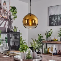 hofstein Suspension Verre 20 cm Koyoto Noir, Argenté, 1 lumière