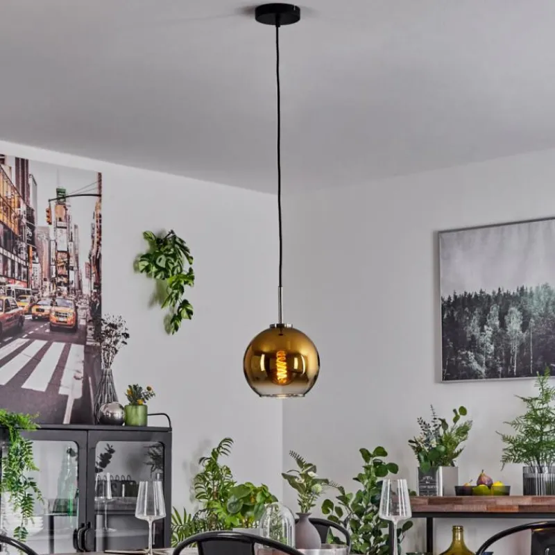 hofstein Suspension Verre 20 cm Koyoto Noir, Argenté, 1 lumière