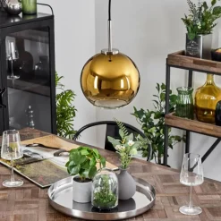 hofstein Suspension Verre 20 cm Koyoto Noir, Argenté, 1 lumière