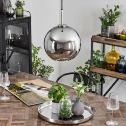 Suspension Verre Fumé-hofstein Suspension Verre 25 cm Koyoto Noir, Argenté, 1 lumière