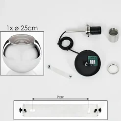 Suspension Verre Fumé-hofstein Suspension Verre 25 cm Koyoto Noir, Argenté, 1 lumière