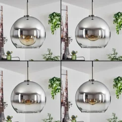 Suspension Verre Fumé-hofstein Suspension Verre 25 cm Koyoto Noir, Argenté, 1 lumière