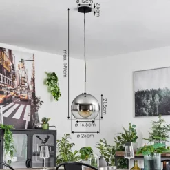 Suspension Verre Fumé-hofstein Suspension Verre 25 cm Koyoto Noir, Argenté, 1 lumière