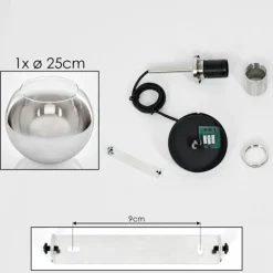 Suspension Verre Fumé-hofstein Suspension Verre 25 cm Koyoto Noir, Argenté, 1 lumière