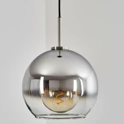 Suspension Verre Fumé-hofstein Suspension Verre 25 cm Koyoto Noir, Argenté, 1 lumière