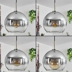 Suspension Verre Fumé-hofstein Suspension Verre 25 cm Koyoto Noir, Argenté, 1 lumière