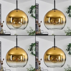 hofstein Suspension Verre 25 cm Koyoto Acier brossé, 1 lumière