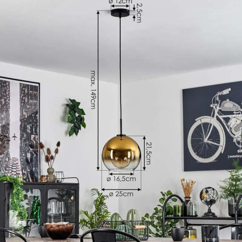 hofstein Suspension Verre 25 cm Koyoto Acier brossé, 1 lumière