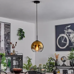 hofstein Suspension Verre 25 cm Koyoto Acier brossé, 1 lumière