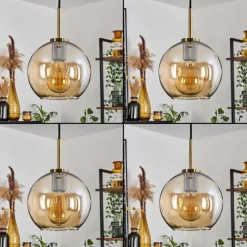 hofstein Suspension Verre 20 cm Koyoto Acier inoxydable, Noir, 1 lumière