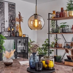 hofstein Suspension Verre 20 cm Koyoto Acier inoxydable, Noir, 1 lumière