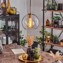 hofstein Suspension Verre 25 cm Koyoto Or, Noir, 1 lumière