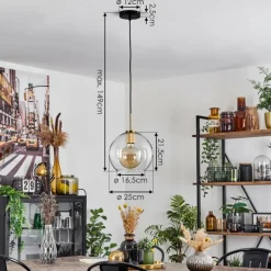 hofstein Suspension Verre 25 cm Koyoto Or, Noir, 1 lumière