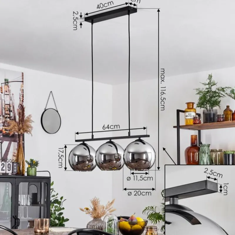 Suspension Verre Fumé-hofstein Suspension Verre 20 cm Koyoto Fumé, 3 lumières