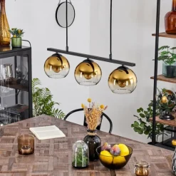 hofstein Suspension Verre 15 cm Koyoto Or, Clair, 3 lumières