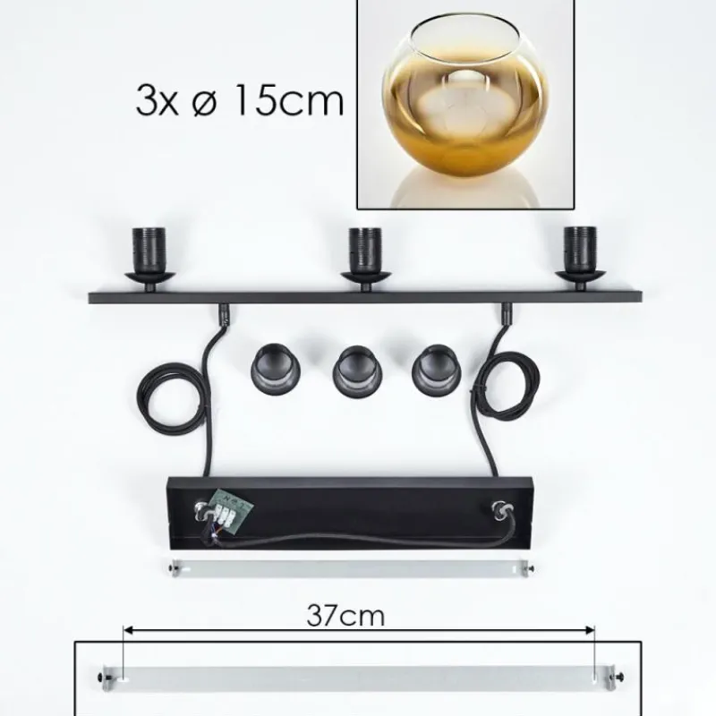 hofstein Suspension Verre 15 cm Koyoto Or, Clair, 3 lumières
