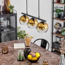 hofstein Suspension Verre 15 cm Koyoto Or, Clair, 3 lumières