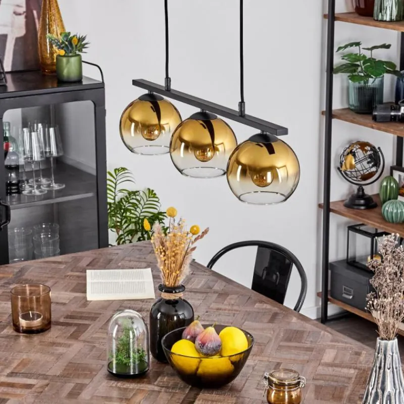 hofstein Suspension Verre 15 cm Koyoto Or, Clair, 3 lumières