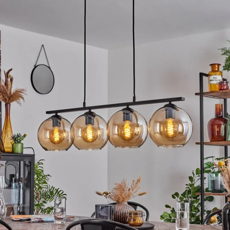 hofstein Suspension Verre 20 cm Koyoto Ambre, 4 lumières