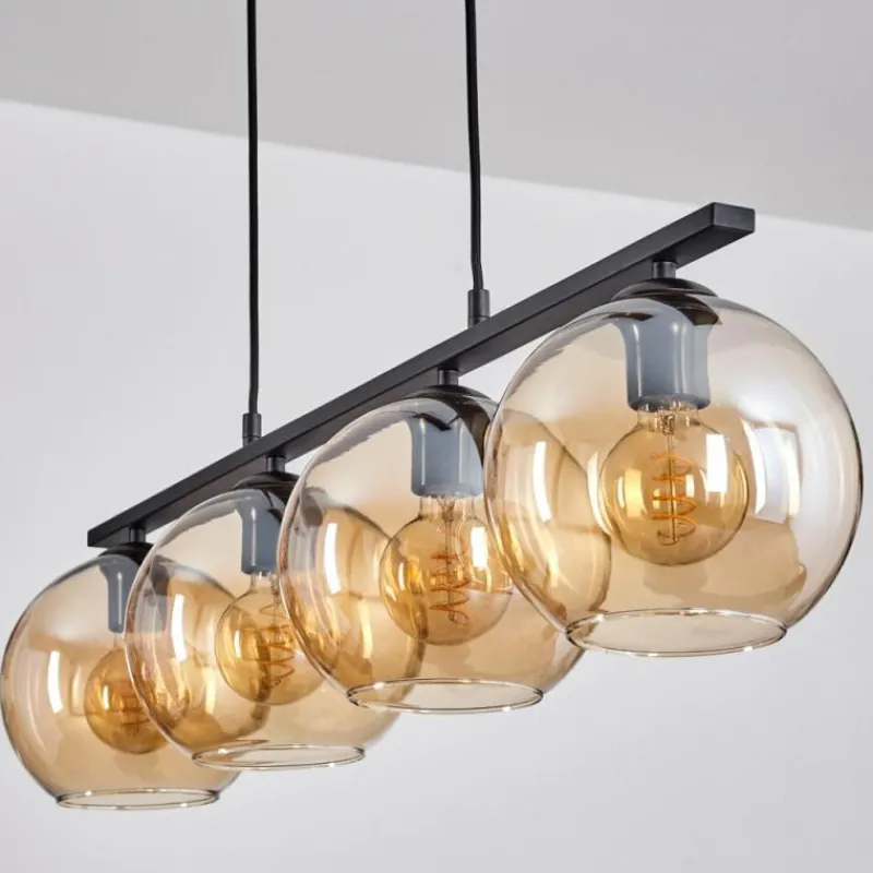 hofstein Suspension Verre 20 cm Koyoto Ambre, 4 lumières