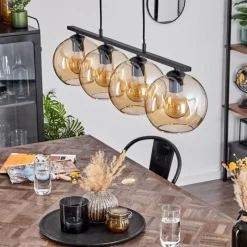 hofstein Suspension Verre 20 cm Koyoto Ambre, 4 lumières