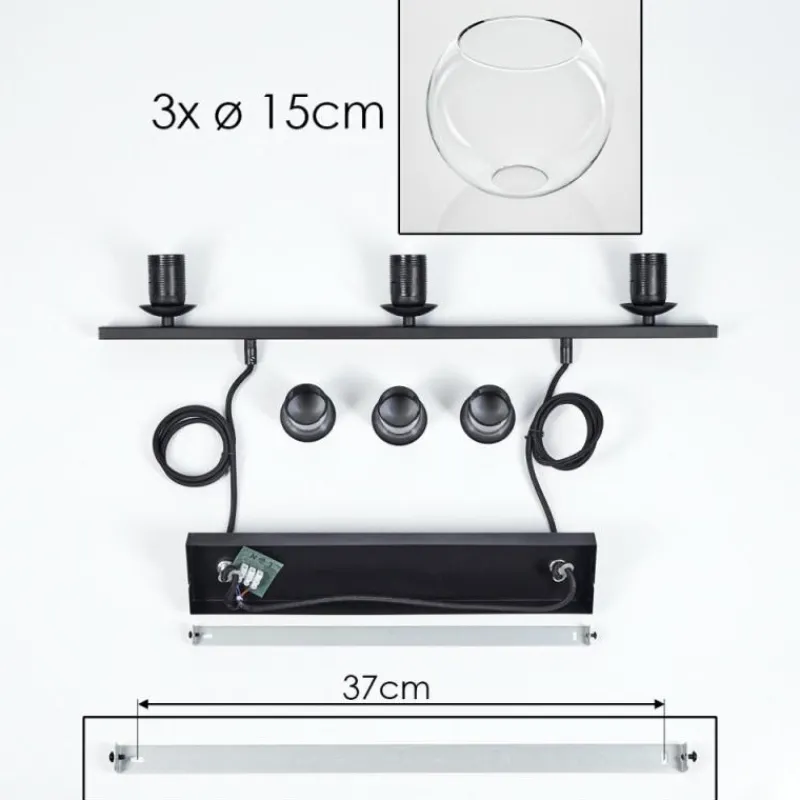 hofstein Suspension Verre 15 cm Koyoto Clair, 3 lumières
