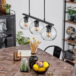 hofstein Suspension Verre 15 cm Koyoto Clair, 3 lumières