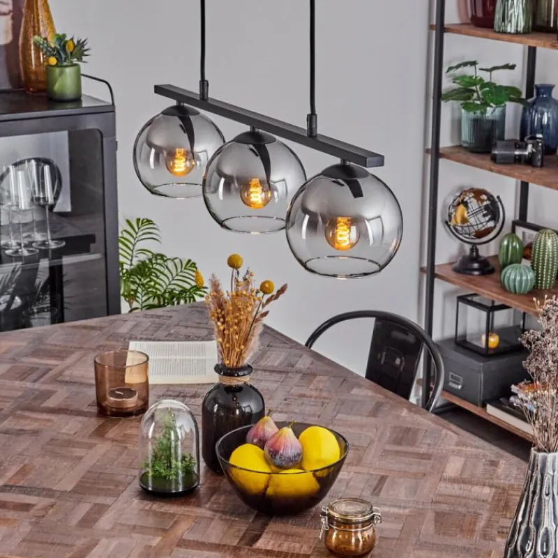 Suspension Verre Fumé-hofstein Suspension Verre 15 cm Koyoto Chrome, Clair, Fumé, 3 lumières