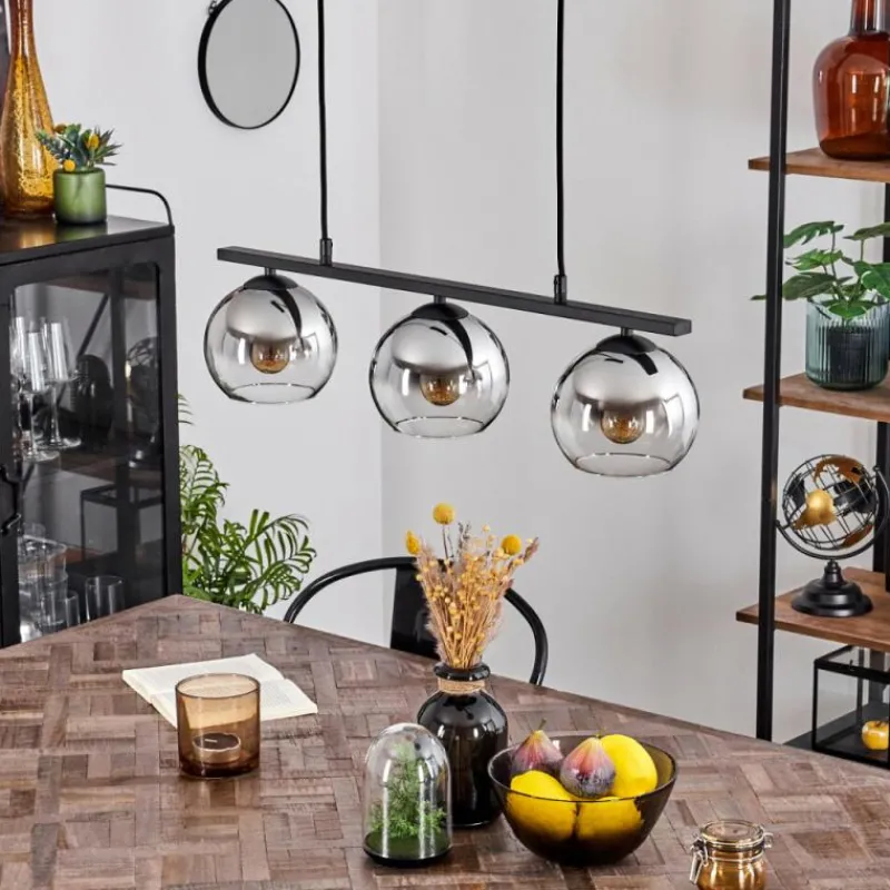 Suspension Verre Fumé-hofstein Suspension Verre 15 cm Koyoto Chrome, Clair, Fumé, 3 lumières