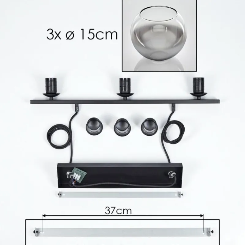 Suspension Verre Fumé-hofstein Suspension Verre 15 cm Koyoto Chrome, Clair, Fumé, 3 lumières