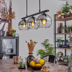 Suspension Verre Fumé-hofstein Suspension Verre 15 cm Koyoto Chrome, Clair, Fumé, 3 lumières