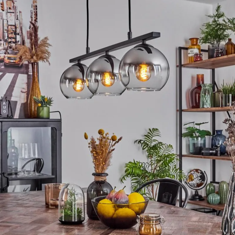 Suspension Verre Fumé-hofstein Suspension Verre 15 cm Koyoto Chrome, Clair, Fumé, 3 lumières