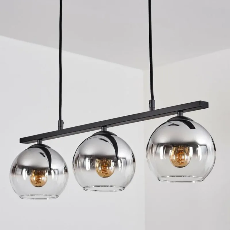 Suspension Verre Fumé-hofstein Suspension Verre 15 cm Koyoto Chrome, Clair, Fumé, 3 lumières