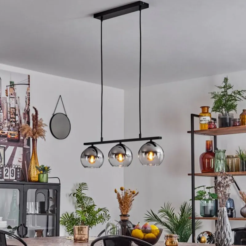 Suspension Verre Fumé-hofstein Suspension Verre 15 cm Koyoto Chrome, Clair, Fumé, 3 lumières