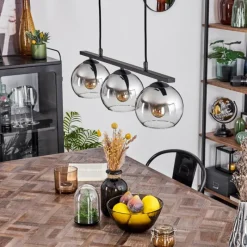 Suspension Verre Fumé-hofstein Suspension Verre 15 cm Koyoto Chrome, Clair, Fumé, 3 lumières