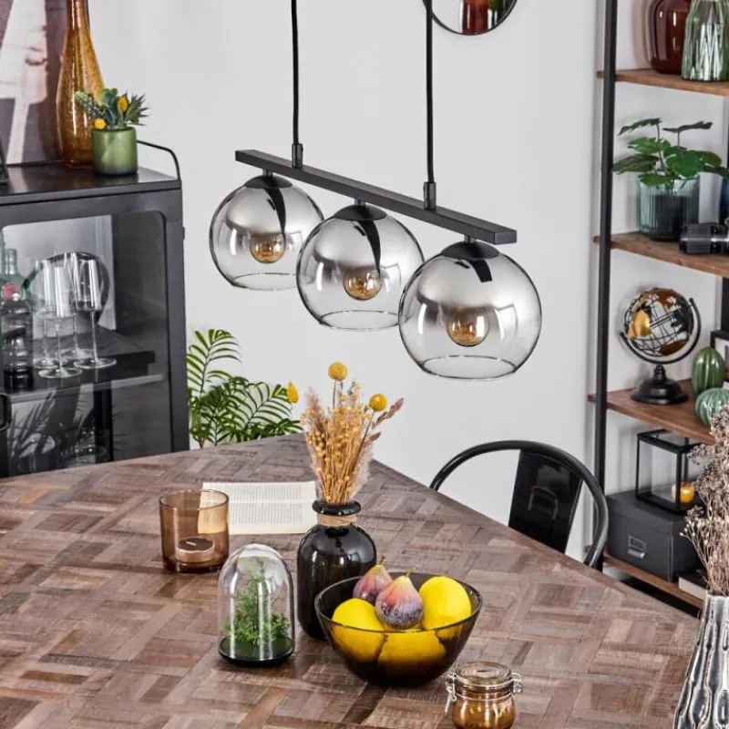 Suspension Verre Fumé-hofstein Suspension Verre 15 cm Koyoto Chrome, Clair, Fumé, 3 lumières