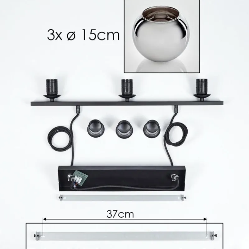 hofstein Suspension Verre 15 cm Koyoto Chrome, 3 lumières