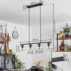 hofstein Suspension Verre 15 cm Koyoto Clair, 4 lumières