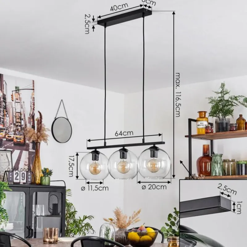 hofstein Suspension Verre 20 cm Koyoto Clair, 3 lumières