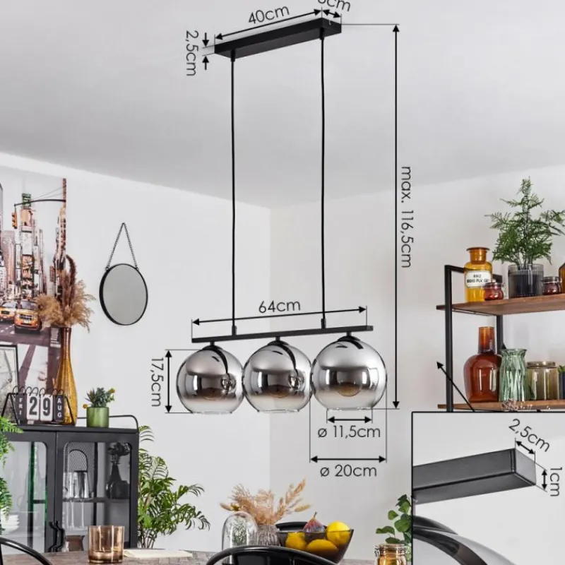 Suspension Verre Fumé-hofstein Suspension Verre 20 cm Koyoto Fumé, 3 lumières