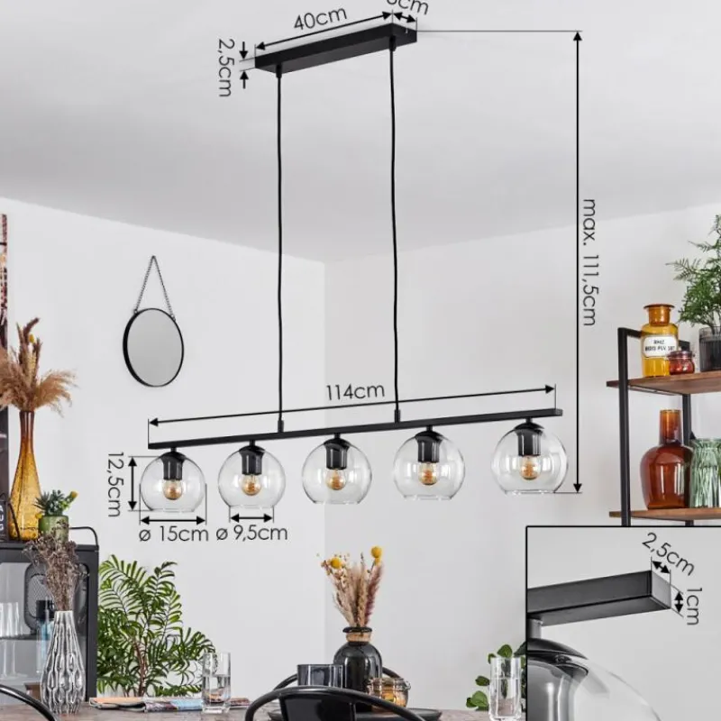 hofstein Suspension Verre 15 cm Koyoto Clair, 5 lumières