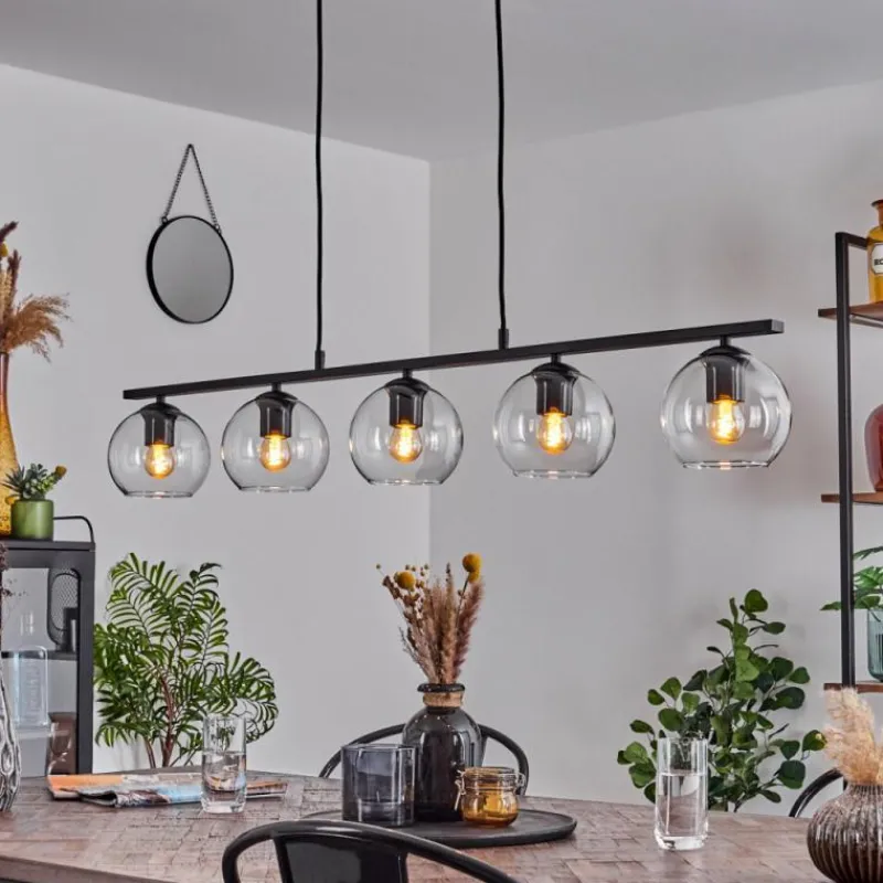 hofstein Suspension Verre 15 cm Koyoto Clair, 5 lumières