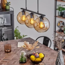 hofstein Suspension Verre 20 cm Koyoto Ambre, 3 lumières