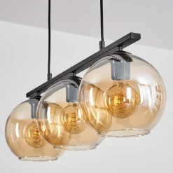 hofstein Suspension Verre 20 cm Koyoto Ambre, 3 lumières