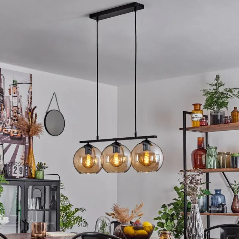 hofstein Suspension Verre 20 cm Koyoto Ambre, 3 lumières
