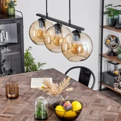 hofstein Suspension Verre 20 cm Koyoto Ambre, 3 lumières