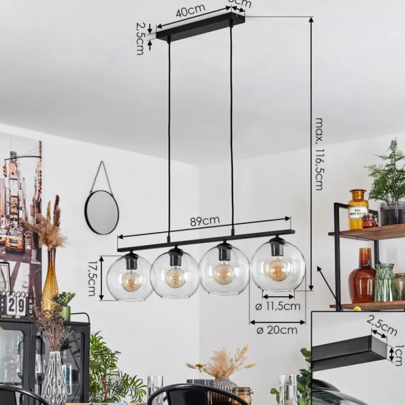 hofstein Suspension Verre 20 cm Koyoto Clair, 4 lumières