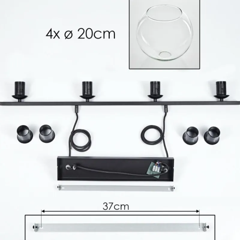 hofstein Suspension Verre 20 cm Koyoto Clair, 4 lumières