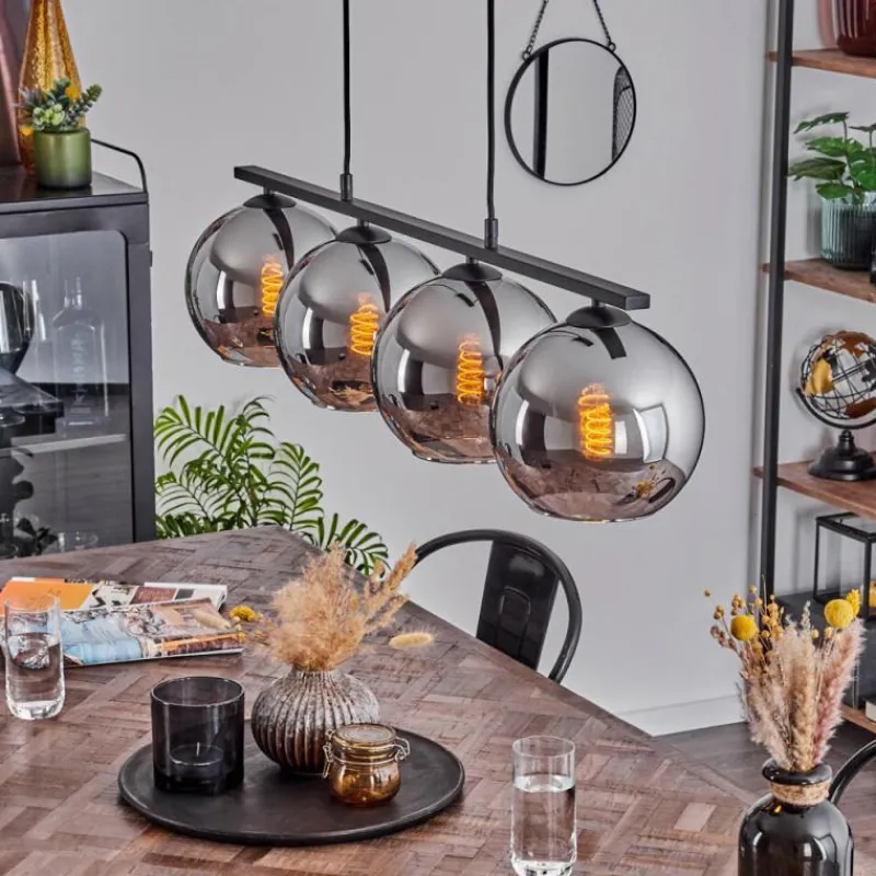 Suspension Verre Fumé-hofstein Suspension Verre 20 cm Koyoto Chrome, Fumé, 4 lumières